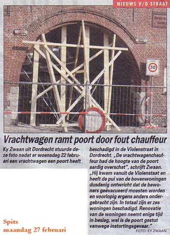 Entreepoort Woningzorg - Violenstraat geramd.