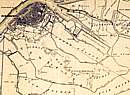 Detail van een kaart van het Eiland van Dordrecht, vr de uitbreiding met de Polder de Boesbosch en vr het graven van de Nieuwe Merwede, A. Hansum en H.J. Becker, 1836