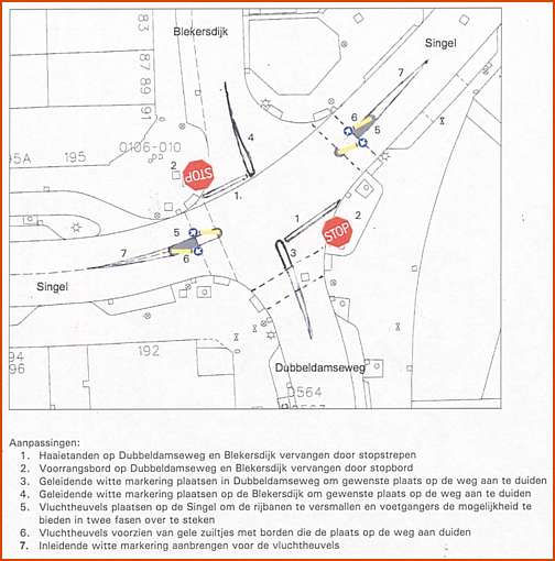 Dubbeldamseweg, kruising Blekersdijk en Singel, 2004.